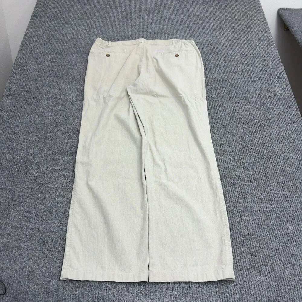 Pine Grove Pants Mens 40 Beige Linen Cotton Pleated Elastic Waist Casual Classic